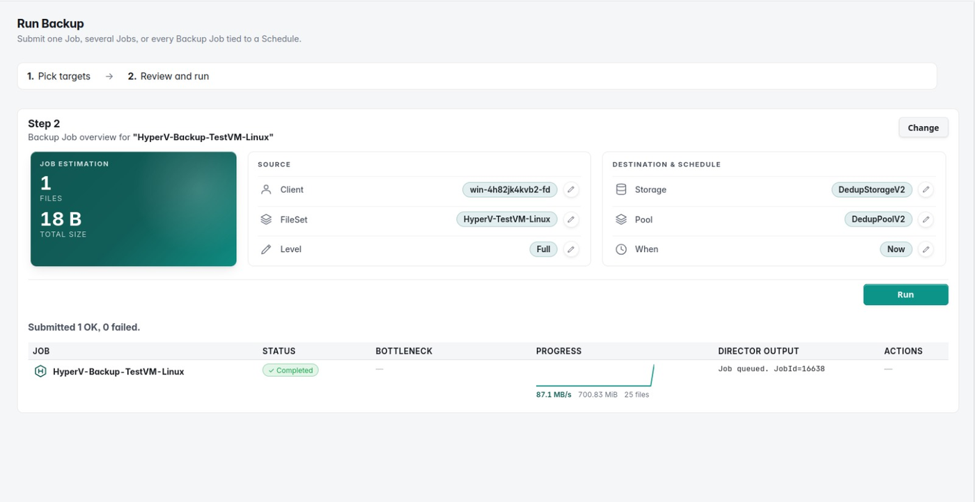 Backup Wizard — Review & Run